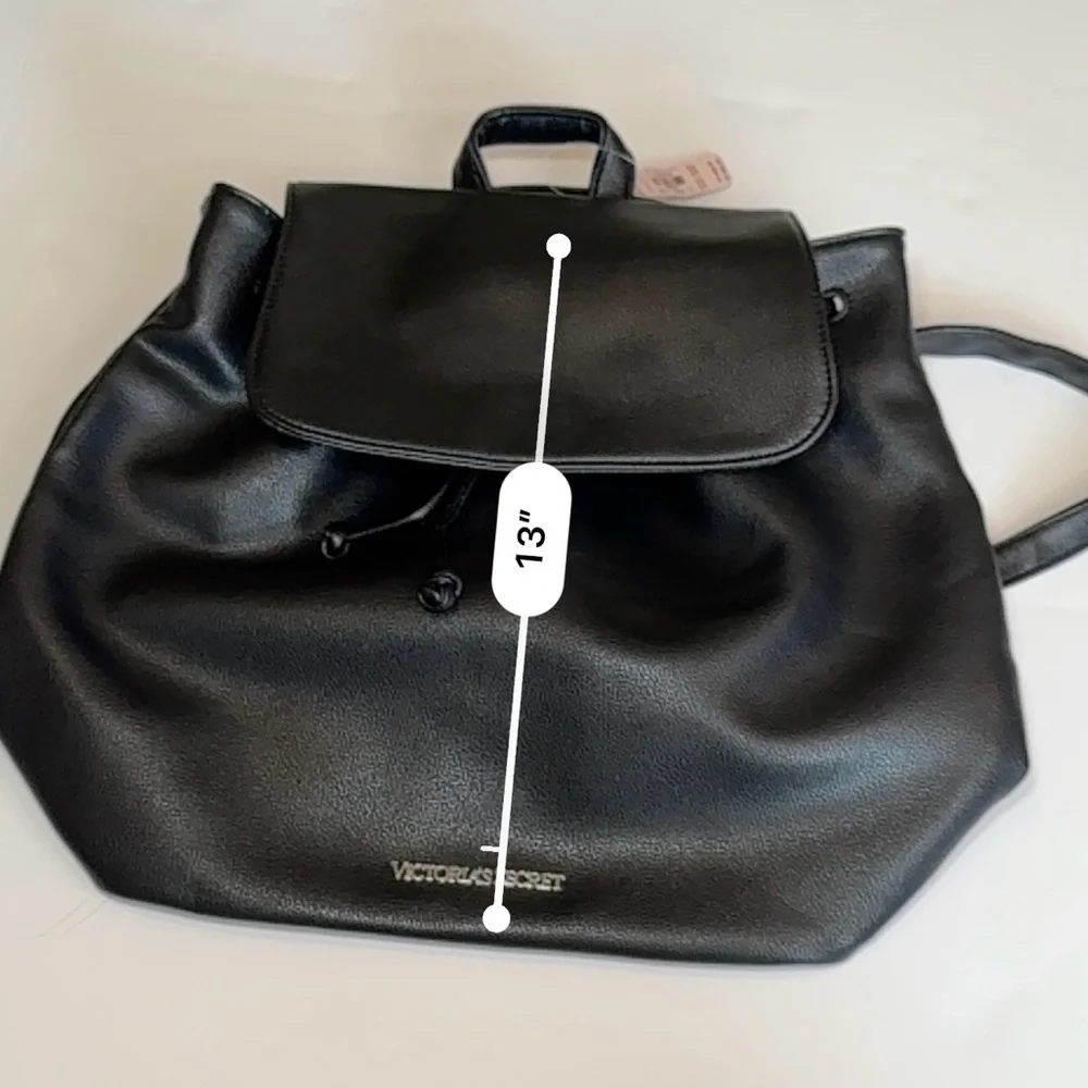 VS Black Faux Leather Backpack Carryall NWT - Picture 5 of 8